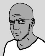 closed_mouth clothes ear fitmc glasses grey_skin soyjak stubble variant:unknown // 360x450 // 3.6KB