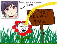 ear flower grass hair kuz open_mouth paxiti piss plant sign soyjak text tranny transgender_flag variant:kuzjak // 975x767 // 211.5KB