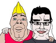 2soyjaks chad chad_thundercock chud chud_troon_alliance friendship glasses headphones subvariant:chudjak_front variant:bernd variant:chudjak virgin virgin_vs_chad // 834x648 // 37.0KB