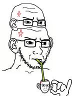 3soyjaks anger_mark clothes concerned cup drinking_straw ear frown glasses hand hat holding_object mug sip soyjak stubble variant:soyak // 800x1000 // 193.8KB