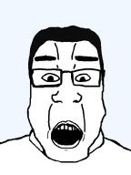 glasses hair no_stubble open_mouth subvariant:chudplier template variant:chudjak variant:markiplier_soyjak white_skin // 600x800 // 12.9KB