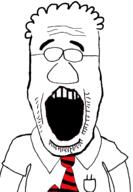 clothes dilbert glasses hair necktie open_mouth soyjak stubble subvariant:science_lover variant:markiplier_soyjak // 968x1396 // 241.2KB