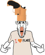 clothes ear flare flare_gun flavorjak glasses gun hand heart i_love merge oh_my_god_she_is_so_attractive open_mouth pointing soyjak stubble subvariant:longplier text tshirt variant:markiplier_soyjak variant:shirtjak zeppelin_wars // 1170x1413 // 383.7KB