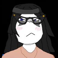 angry black_background blue_eyes blush clothes glasses hair necklace nigger_generated variant:soytan // 1024x1024 // 293.5KB