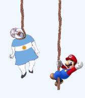 argentina arm bloodshot_eyes clothes crying dead full_body game glasses hand leg lipstick mario mustache open_mouth png purple_hair rope shoe skirt soyjak stubble suicide tongue tranny variant:bernd video // 766x874 // 283.1KB