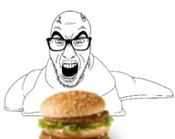 bald big_mac glasses hamburger moustache open_mouth slug soyjak stubble variant:slitherjak // 1264x1000 // 203.1KB