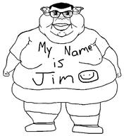 arm closed_mouth clothes ear fat full_body glasses hair hand jim obese shoe soyjak subvariant:branigger text variant:brandon // 640x700 // 85.2KB