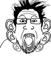 ear glasses hair merge multiple_ears open_mouth soyjak stubble variant:bernd variant:markiplier_soyjak // 454x520 // 126.0KB