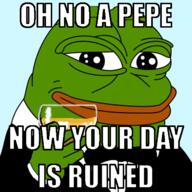 amphibian closed_mouth clothes frog nas:pepe pepe_the_frog smile smug suit text whisky // 640x640 // 159.4KB