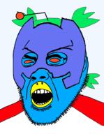 4chan 4cuck anime antenna beak blue_skin discord ear glasses green_hair hair mask open_mouth orange_eyes red_shirt reddit soyjak stubble subvariant:narge transparent_background twitter variant:cobson yotsoyba // 760x980 // 325.4KB