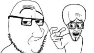 2soyjaks closed_mouth eyebrows glasses hand megamind smile smug soyjak stubble template variant:megason variant:smugjak // 1280x720 // 50.8KB