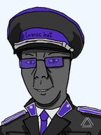 cap clothes collar_tabs dap_chhuon(user) epaulettes eyebrows glasses grey_skin hat ironic_hat looking_at_you meta:namefags military military_cap military_uniform necktie no_stubble nose ominous self_insert shadow smile soysona subvariant:chuzjak teeth text thrembo tinted_glasses transparent_background variant:kuzjak wrinkles // 810x1080 // 71.9KB