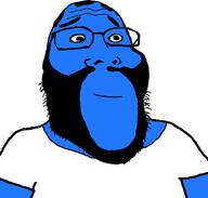 balding beard blue_skin calm closed_mouth clothes glasses merge nails series:fusionjaks smile soyjak stubble subvariant:science_lover2 template tshirt variant:markiplier_soyjak2 white_background wholesome // 952x909 // 10.1KB