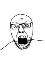 angry glasses open_mouth soyjak stubble template variant:feraljak_front // 900x1200 // 22.3KB