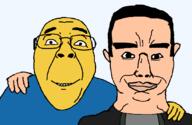 2soyjaks chud_troon_alliance closed_mouth clothes ear friendship glasses hair hand marge ms_paint noob roblox smile soyjak teeth transparent transparent_background variant:bernd variant:chudjak white_skin yellow_skin // 834x541 // 19.6KB