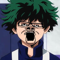 anime boku_no_hero_academia clothes ear glasses green_hair hair midoriya_izuku open_mouth soyjak stubble variant:a24_slowburn_soyjak // 602x602 // 160.4KB