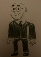 clothes drawing full_body glasses meta:not_oc scientoloju scientoloju_(user) soyjak stubble suit variant:weirdpenis // 1189x1640 // 1.2MB