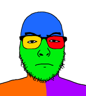 bald blue_head colorful eyes glasses looking_at_you meta:trendy_tuesday multicolored soy stubble trend:colorjak variant:uncjak white_background // 900x1000 // 13.1KB