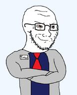 arm asylum blue_shirt brown_eyes closed_mouth clothes concerned crossed_arms doctor dr_soyson glasses lab_coat red_tie scientist smile smug soyjak stubble subvariant:soyak_(smug) variant:soyak white_skin // 564x699 // 15.7KB