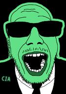central_intelligence_agency clothes glasses glowing green mustache open_mouth soyjak stubble suit sunglasses trend:glowie variant:punkjak // 918x1306 // 46.8KB