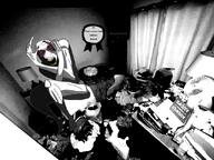 award bags_under_eyes bald bed bedroom black_and_white covering_head glasses messy_room no_life scp_096 screaming skinny variant:crimjak yellow_teeth // 640x480 // 213.9KB