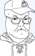 angry cap chikinnuggit closed_mouth clothes glasses hat soyjak variant:unknown // 490x770 // 14.7KB
