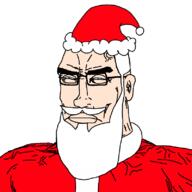 a10_eyes beard christmas closed_mouth clothes ear glasses hair mustache santa_claus santa_hat soyjak subvariant:perceptive_chud variant:chudjak white_hair white_skin // 799x799 // 80.6KB