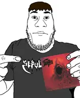 death_(band) death_metal eyebrows holding_object pointing sepulturaura subvariant:nuplier thrash_metal variant:markiplier_soyjak // 1079x1320 // 322.2KB