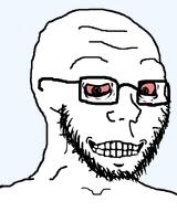 bloodshot_eyes closed_mouth crazed crazy glasses half_closed_eyes happy insane looking_at_you monochrome pupils sinister soyjak stubble subvariant:soyak_(crazed) template transparent_background variant:soyak // 665x800 // 53.6KB