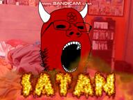 animal bandicam black_sclera cat demon die facial_mark fire forehead_mark glasses godflesh hell horn irl mark_of_the_beast no_pupils open_mouth pentagram pentagram_forehead_mark red_skin satan soyjak star stubble subscribe variant:gapejak // 640x480, 56s // 11.6MB