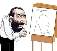 a_wyatt_mann angry arm beard big_nose clothes ear eyebrow hair hand hat jewish_nose judaism kippah lines lips looking_to_the_right meta:not_oc nas:merchant nose paper rubbing_hands smug teeth text white_skin whiteboard worried // 1354x1200 // 131.4KB