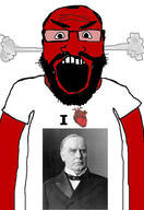 angry balding beard clothes glasses hair heart i_love open_mouth red_skin soyjak subvariant:science_lover tshirt variant:markiplier_soyjak william_mckinley // 2816x4096 // 909.2KB