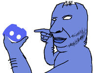 arm blue_skin closed_mouth discord hand holding_object mustache pointing soyjak stubble variant:holdjak // 592x461 // 69.2KB