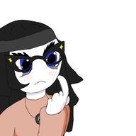 artist:cuteSoytan avengers beanie blue_eyes closed_mouth drawing girl glasses oc soy soylent soylent_(cacao) soytan_will_always_be_a_gemerald teeth thinking variant:soytan wholesome // 1000x1000 // 48.5KB