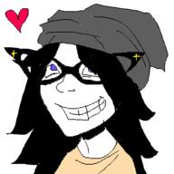 blue_eyes clothes collab female glasses hair hat heart long_hair meta:tagme nose oekaki smile variant:soytan white_skin // 500x500 // 28.4KB