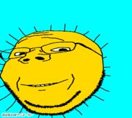 animated glasses japanese_text poyopoyo poyunpoyun sky smile soyjak stubble subvariant:wholesome_soyjak sun text variant:gapejak // 400x356 // 517.7KB