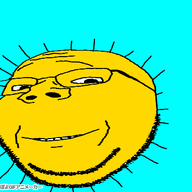 animated glasses japanese_text poyopoyo poyunpoyun sky smile soyjak stubble subvariant:wholesome_soyjak sun text variant:gapejak // 400x356 // 517.7KB