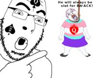 2soyjaks ack anhero arm bbc bloodshot_eyes bwc clothes crying facial_mark flag flag:transgender_pride_flag forehead_mark full_body glasses hand hanging leg merge open_mouth pointing queen_of_hearts queen_of_spades rope skirt soyjak stubble suicide tongue tranny tshirt variant:56jak2 variant:bernd variant:cobson // 716x602 // 109.2KB