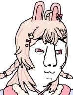 :3 animal_ears anime chud dress ear hair phase_connect pink_hair pipkin_pippa rabbit rabbit_ears smug soyjak variant:chudjak vtuber // 699x907 // 34.4KB