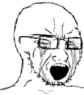 bald beard crying drawing drawn glasses monochrome oekaki open_mouth redraw seething soyjak stubble tear variant:soyak wrinkles // 432x489 // 5.8KB