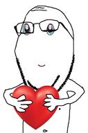 arm belly_button blue_eyes closed_mouth cute glasses hand heart holding_heart holding_object nipple no_nose smile soyjak squishmallow stubble subvariant:wholesome_soyjak variant:gapejak // 500x754 // 87.9KB