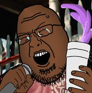 black crying dave_blunts glasses irl_background lean nigger open_mouth singing soyjak stubble the_cup variant:shotjak // 700x708 // 186.4KB