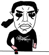 angry arm black_metal blue_eyes button closed_mouth corpse_paint ear hair hand long_hair music nsbm soyjak subvariant:chudjak_front variant:chudjak video white_skin // 596x666, 70.5s // 4.5MB