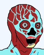 alien bald blue_skin creepy exposed_muscle grey_eyes horror looking_at_you monster movie no_nose open_mouth soyjak they_live transparent_background variant:soyak // 644x800 // 45.8KB