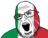 crying falg flag:italy glasses italy open_mouth red_eyes soyjak stubble variant:shotjak // 390x311 // 48.9KB