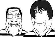 2soyjaks anime are_you_soying_what_im_soying collared_shirt fujino_kiyoshi glasses jumpsuit long_hair morokuzu_takehito prison_school prisoner variant:gapejak variant:markiplier_soyjak // 795x529 // 55.4KB