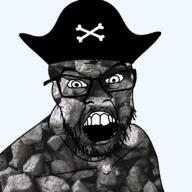 angry bone captain_coal clothes coal coal_skin glasses hat open_mouth pirate pirate_hat stubble variant:feraljak // 2048x2048 // 2.5MB