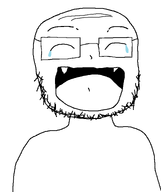 anime closed_eyes crying fangs glasses itoddler open_mouth soyjak stubble teeth tongue variant:sataniajak // 1286x1537 // 31.3KB