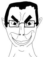 closed_mouth ear glasses hair redraw smile smug soyjak subvariant:chudjak_front variant:chudjak // 1448x1883 // 211.1KB