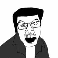 angry arthur_herbert_fonzarelli clothes fonzie glasses hair happy_days jacket mustache open_mouth soyjak the_fonz variant:feraljak // 1024x1024 // 160.1KB